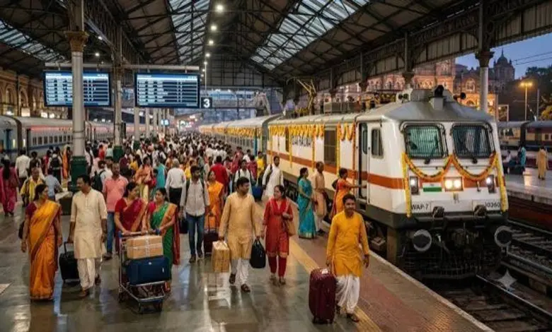 सणासुदीच्या गर्दीसाठी मध्य रेल्वेने जाहीर केलेल्या ४१८ विशेष गाड्यांचे नियोजन आणि रेल्वे मार्ग.