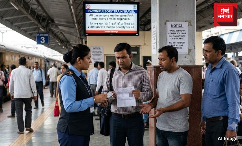 रेल्वे प्रवासात ओळखपत्र अनिवार्य एकाच पीएनआरवरील सर्व प्रवाशांवर दंडाची कारवाई होणार