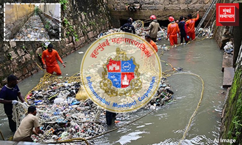 नाल्यात सुका कचरा टाकल्याप्रकरणी पालिकेची कारवाही