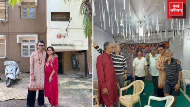 अभिजीत सावंत आणि त्याची पत्नी जुन्या घराच्या आवारात