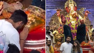 लालबागच्या राजाच्या चरणी नतमस्तक झालेला भारतीय क्रिकेटपटू रोहित शर्मा