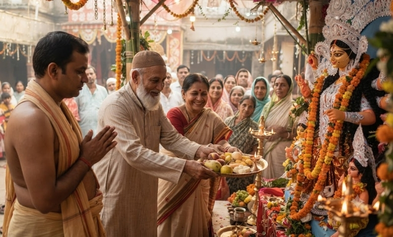 नऊ दिवसांच्या नवरात्रोत्सवात देशपातळीवर पाहायला मिळणारी सामाजिक सलोखा आणि हिंदू-मुस्लिम बंधुभावाच्या अनोख्या परंपरांची झलक.