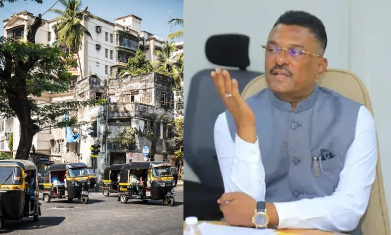 महाराष्ट्राचे परिवहन मंत्री प्रताप सरनाईक पत्रकारांशी संवाद साधताना आणि वाहन चालकांसाठी मराठी भाषा सक्तीबाबत माहिती देताना.